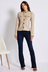 Camel jacket with button closure - Tru Blue Boutique