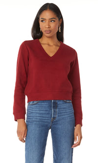 V-neck sweatshirt in red - Tru Blue Boutique