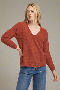 Saffron rust v-neck sweater - Tru Blue Boutique