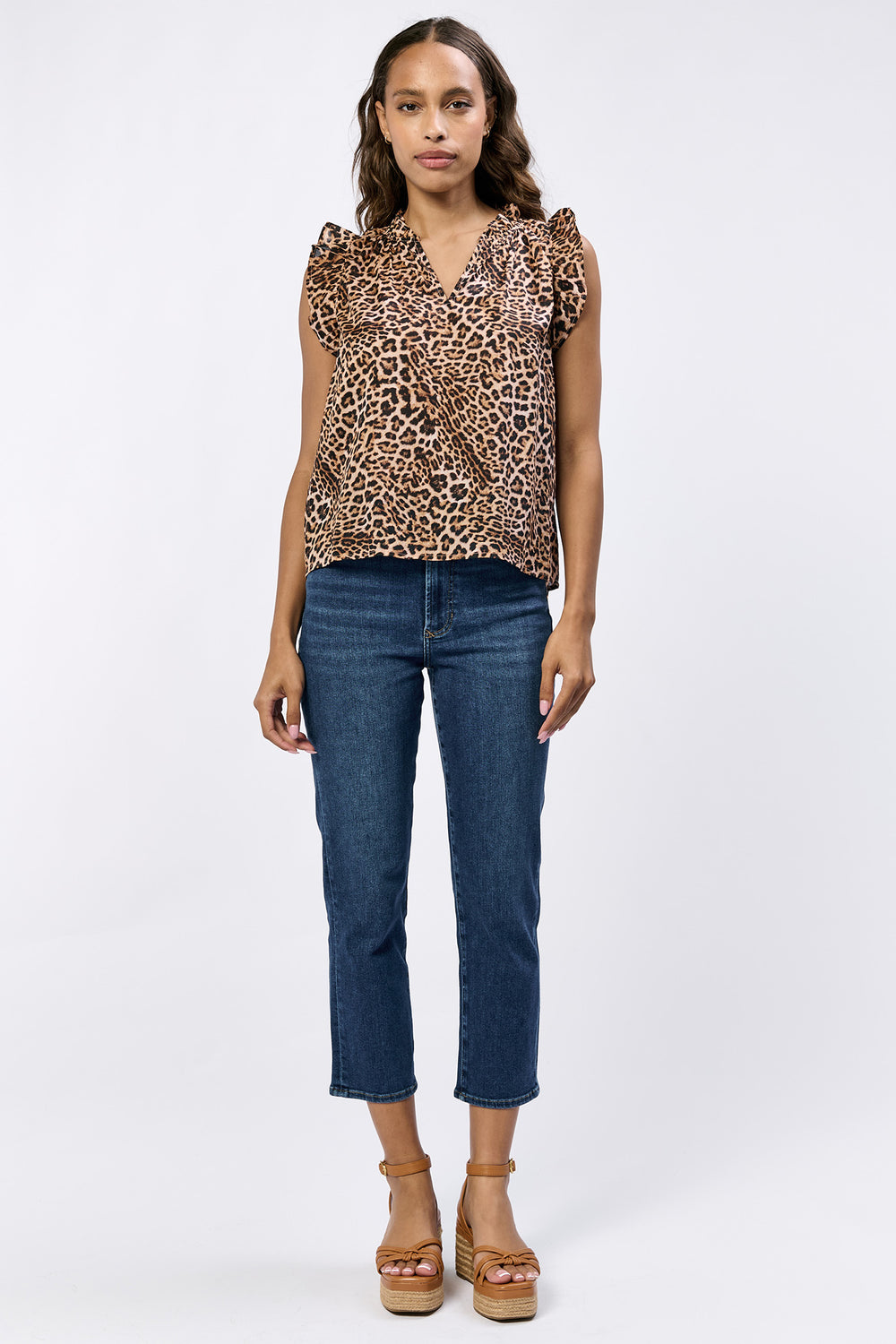 Leopard safari print blouse, sleeveless - Tru Blue Boutique
