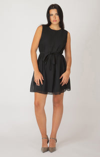 A black mini dress with pleats - Tru Blue Boutique