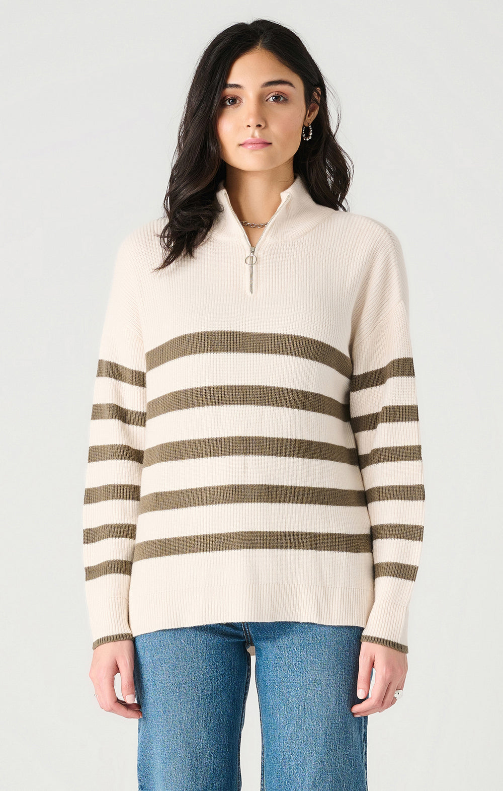 Stripe Zip-up Sweater