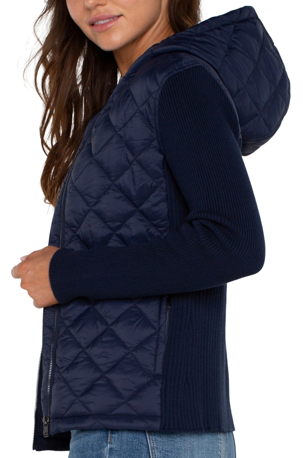 Quilted Zip Up Hoodie Sweater