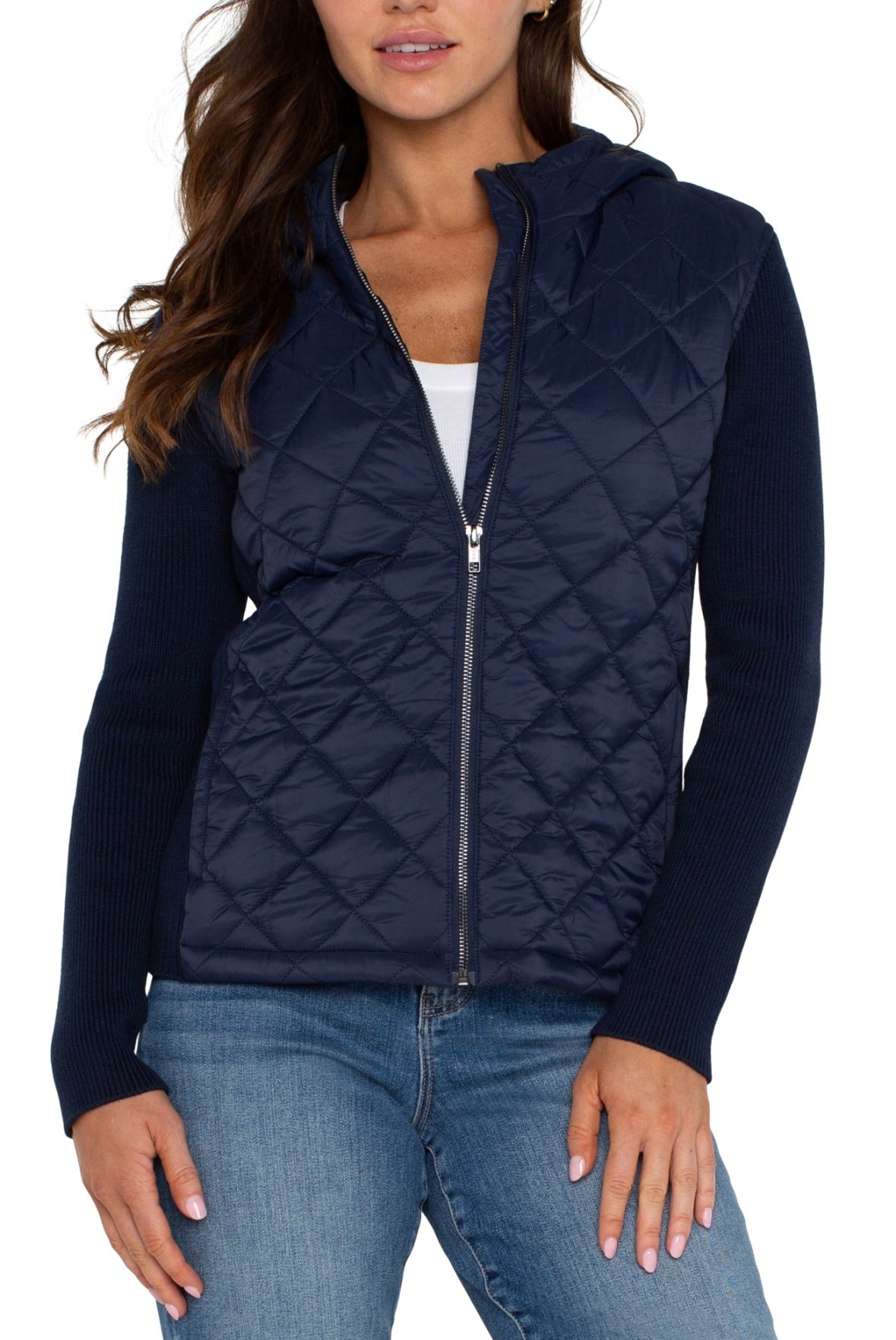 Quilted Zip Up Hoodie Sweater