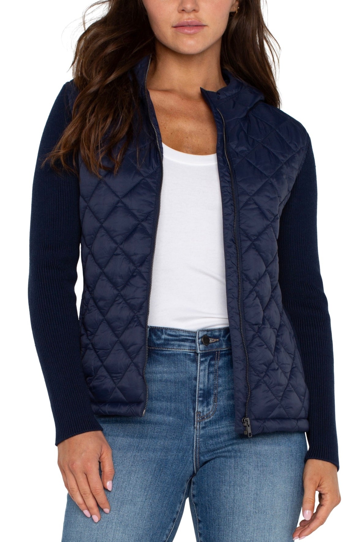 Quilted Zip Up Hoodie Sweater