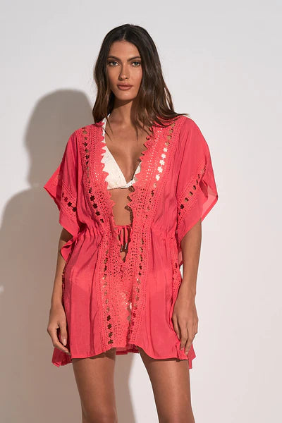 Bright pink short crochet cover-up - Tru Blue Boutique - resort wear
