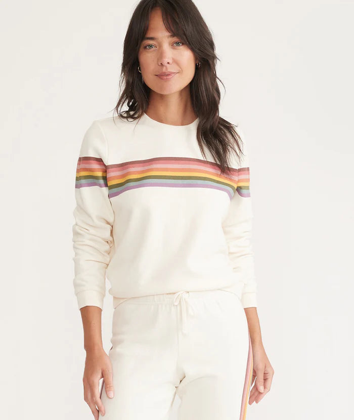 Anywhere crew sweatshirt in cream with rainbow stripe - Tru Blue Boutique