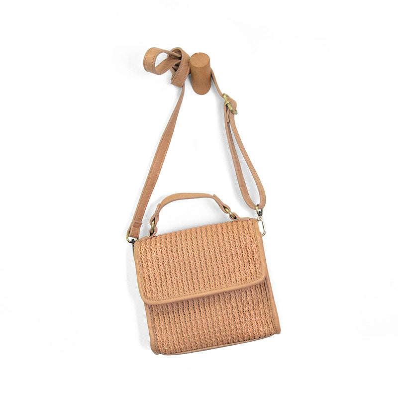 Handle top or crossbody strap in a braided vegan leather handbag - Tru Blue Boutique