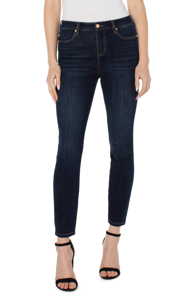 Abby ankle skinny jean in dark blue wash with 28" inseam by Liverpool at Tru Blue Boutique