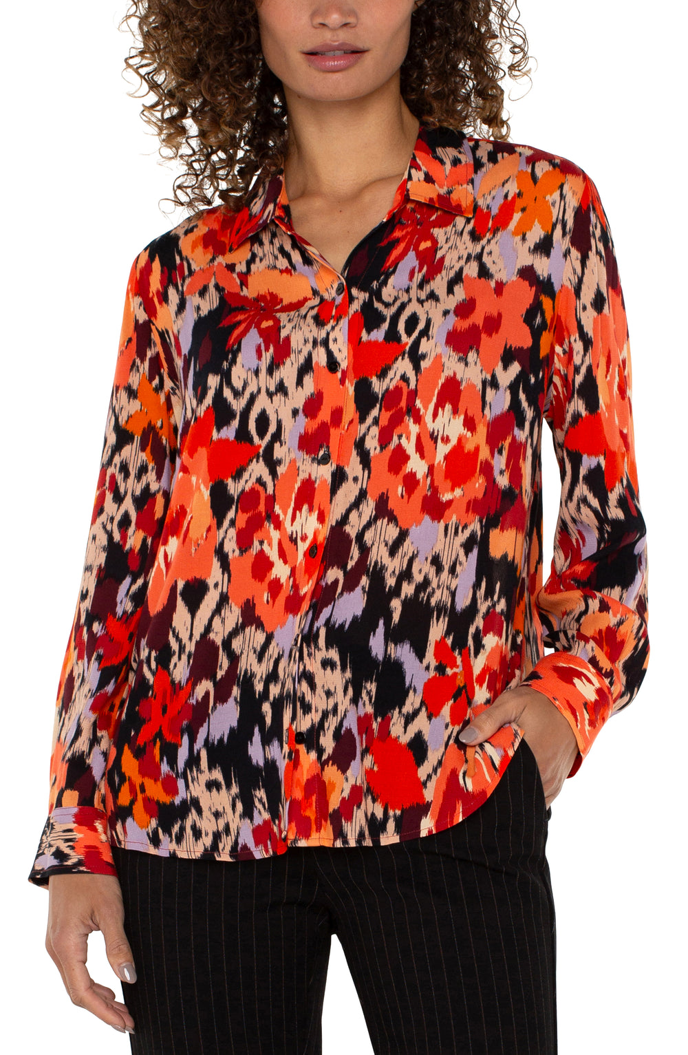 Burnt oranbe abstract blouse - Tru Blue Boutique