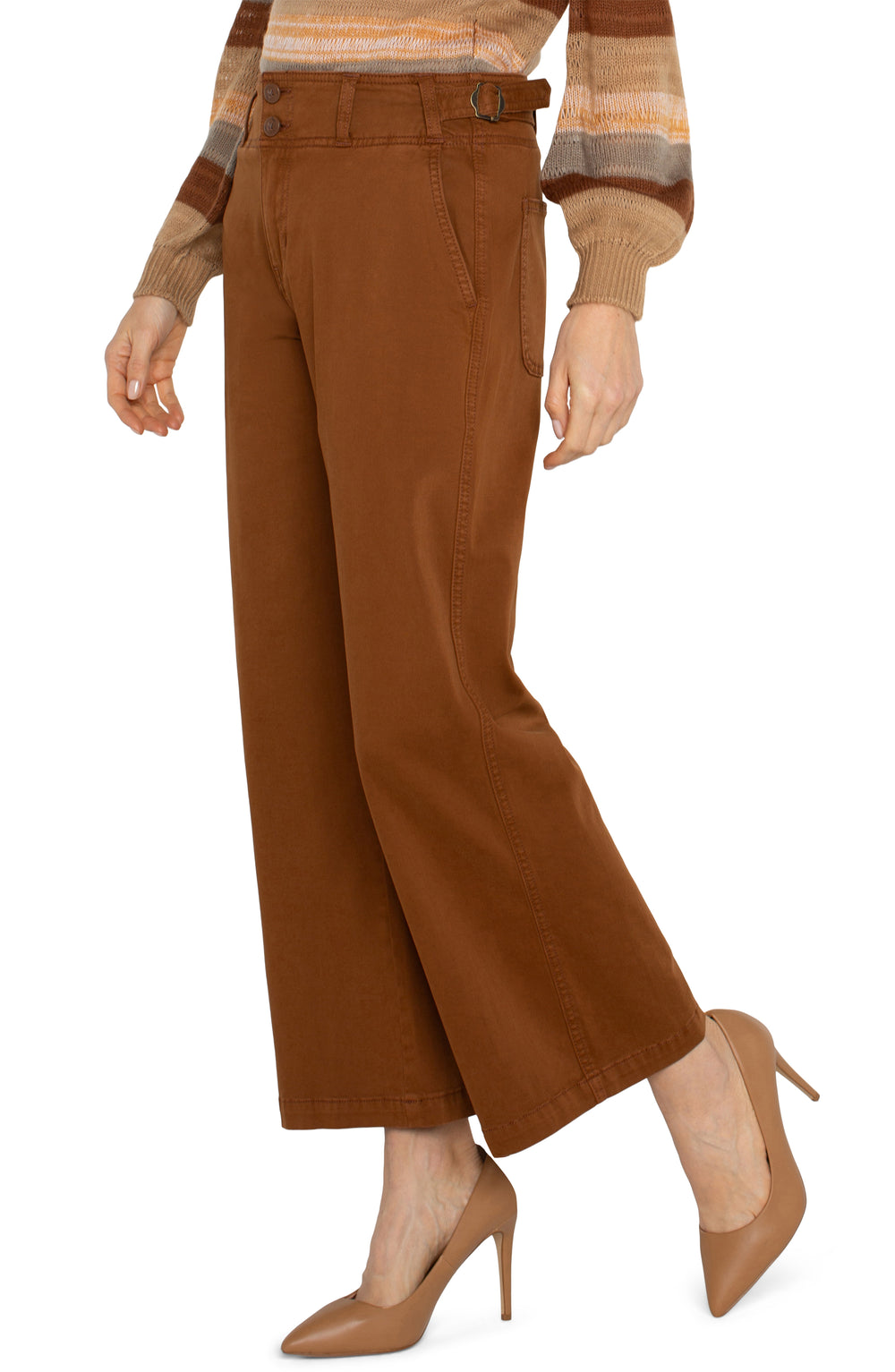 Wide leg cropped pant in Jasper brown - Tru Blue Boutique