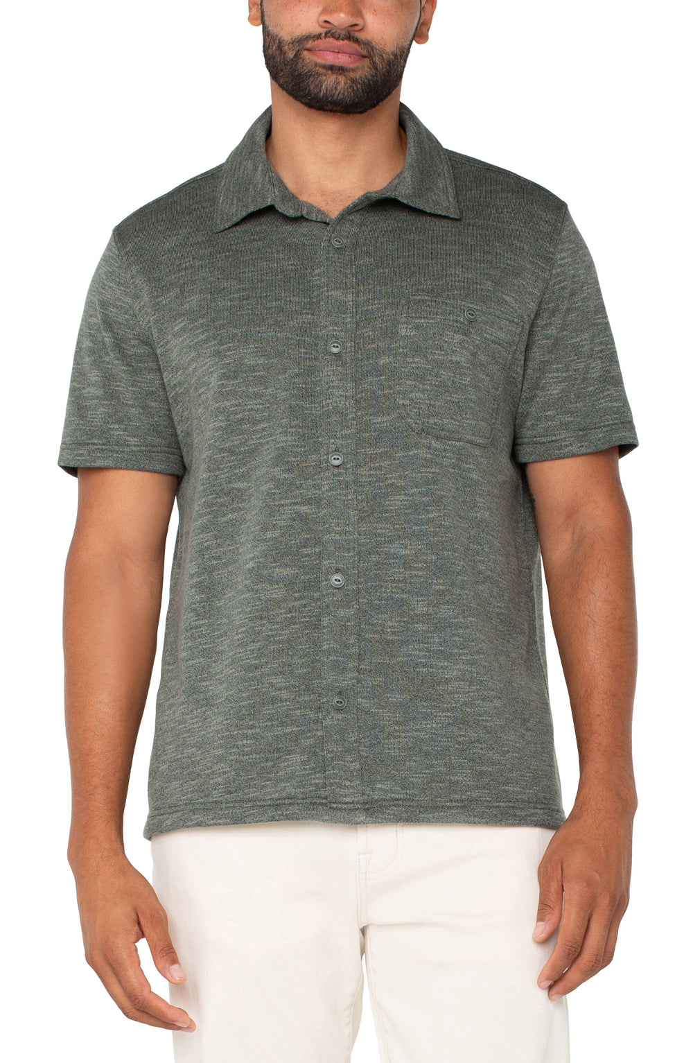 Heather Sage short sleeve button up shirt fo men - Tru Blue Boutique