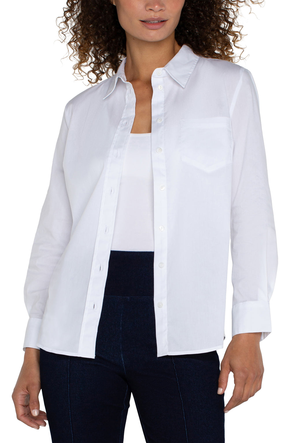 Button front classice white blouse - Tru Blue Boutique