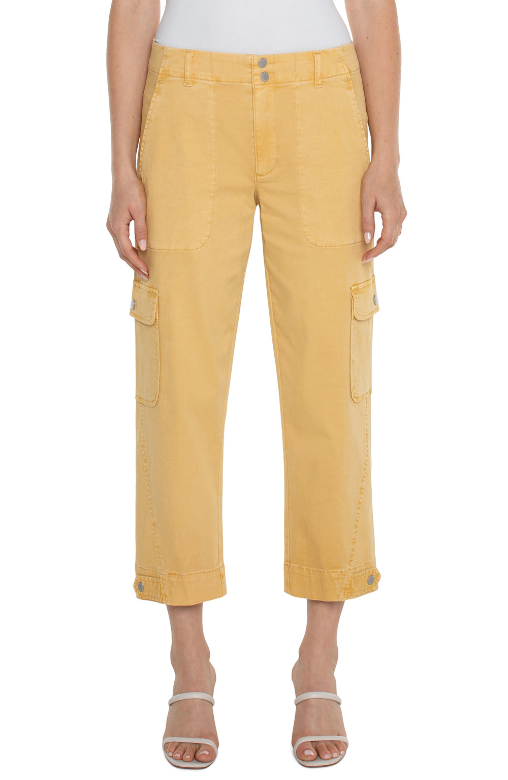 Cargo crop pants in yellow - Tru Blue Boutique