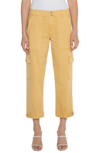 Cargo crop pants in yellow - Tru Blue Boutique