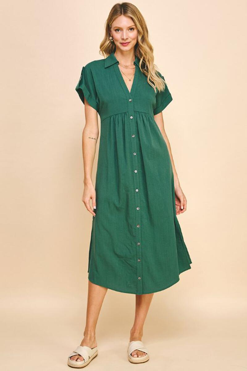 Button front maxi in dusty green - Tru Blue Boutique