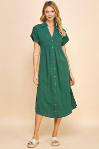 Button front maxi in dusty green - Tru Blue Boutique