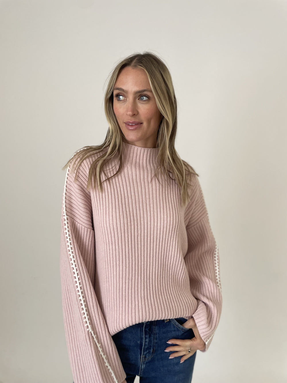 Pink Funnelneck Sweater