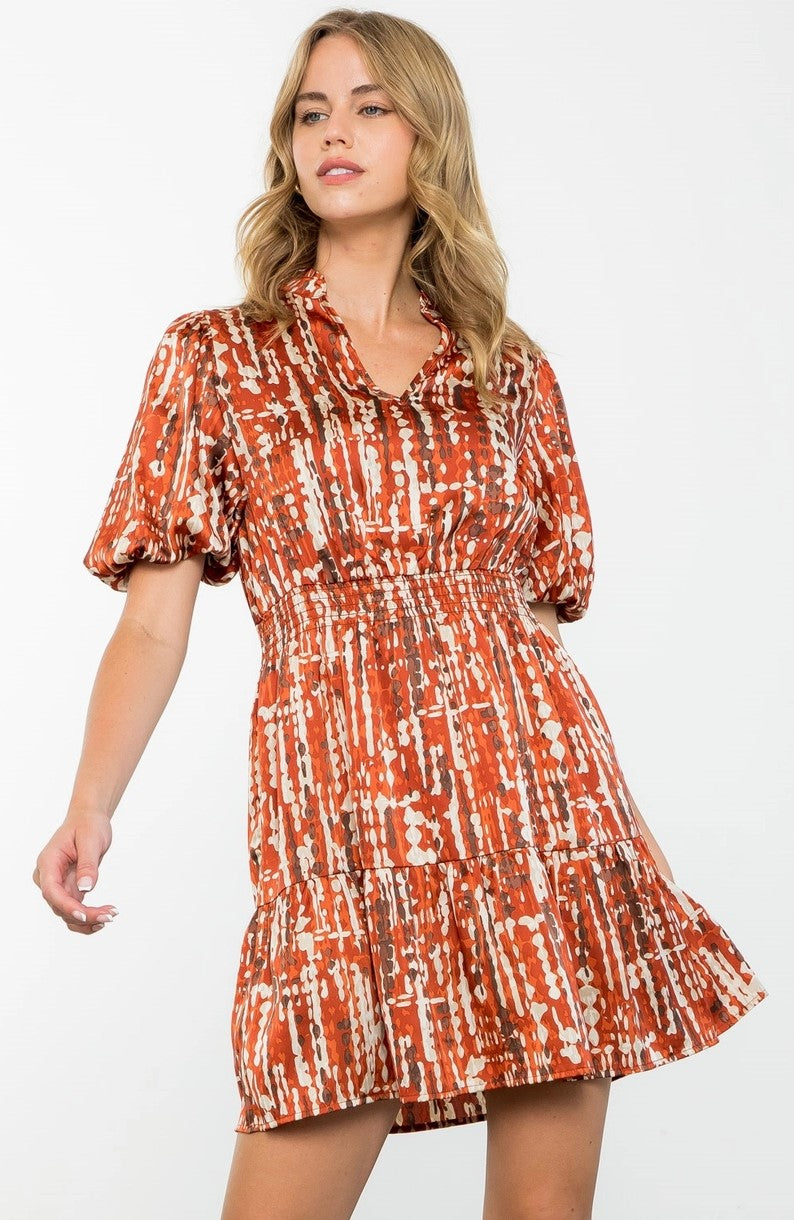 Rust Print Dress