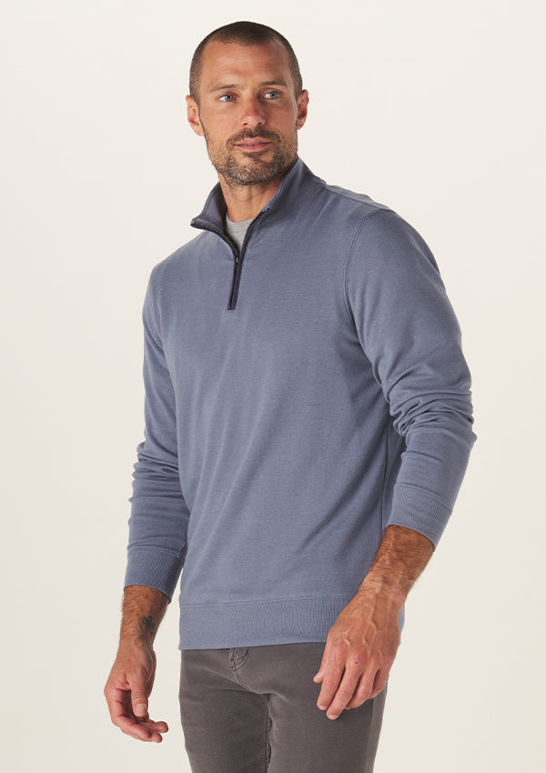Puremeso 1/4 zip pullover by The Normal Brand in mineral blue at Tru Blue Boutique