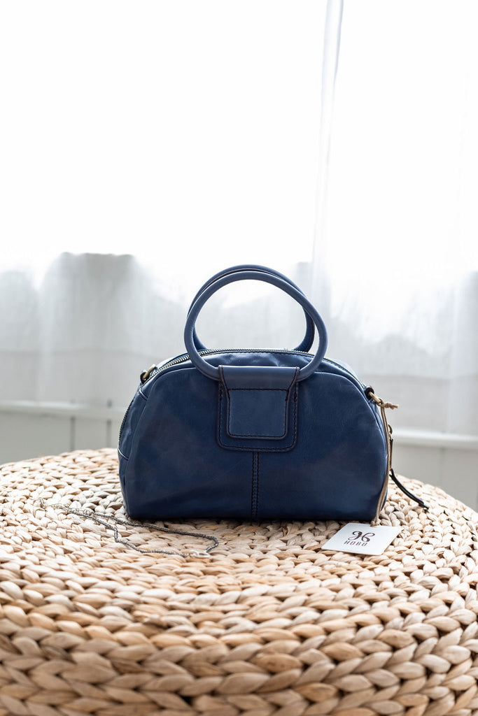 Blue handled handbag, genuine leather - Tru Blue Boutique