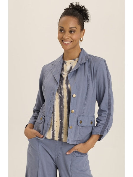 button front light blue jacket  - Tru Blue Boutique