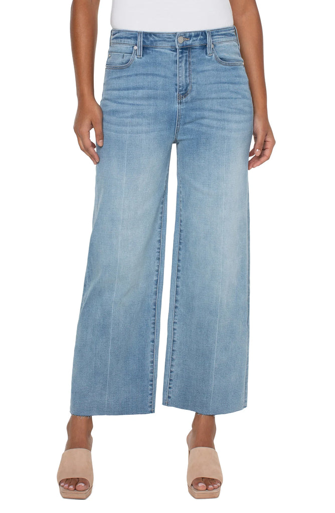 High rise Stride cropped jean in mitchell a light blue denim by Liverpool at Tru Blue Boutique