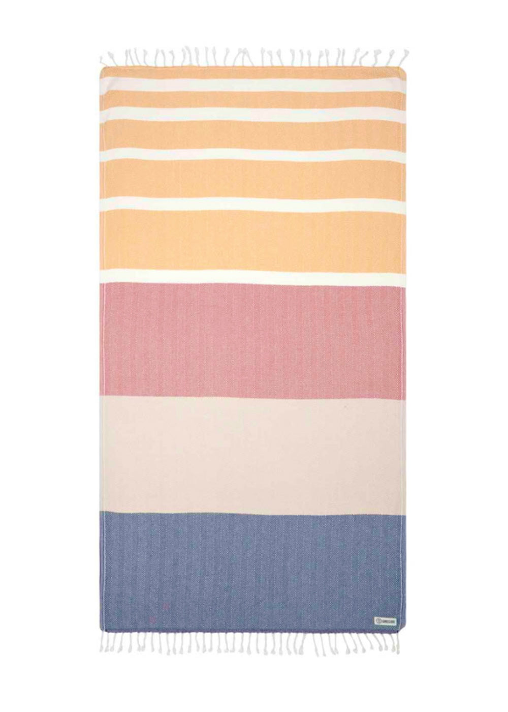 Range yellow red and blue stripe turkish towel by Sand Cloud at Tru Blue Boutique