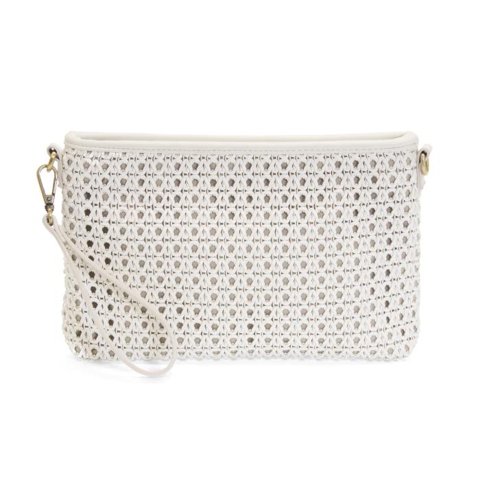 White braided vegan leather cane weave purse handbag crossbody wristlet - Tru Blue Boutique