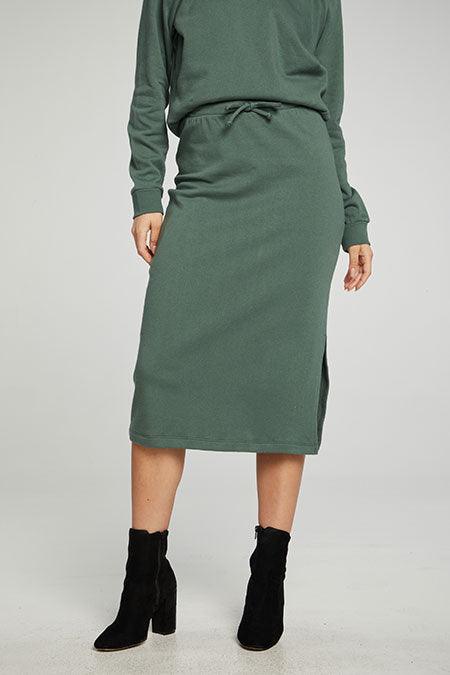 comfy skirt in beautiful green & Midi length keeps you warm.  Chaser