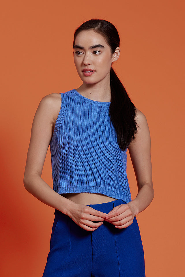 Lucy Paris Kida sweater tank in the most vibrant blue at Tru Blue Boutique