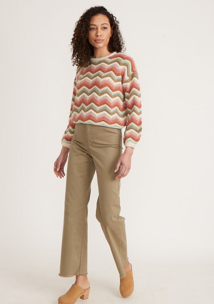 Ruby Sweater by Marine Layer a chevron crochet sweater in three colors at Tru Blue Boutique