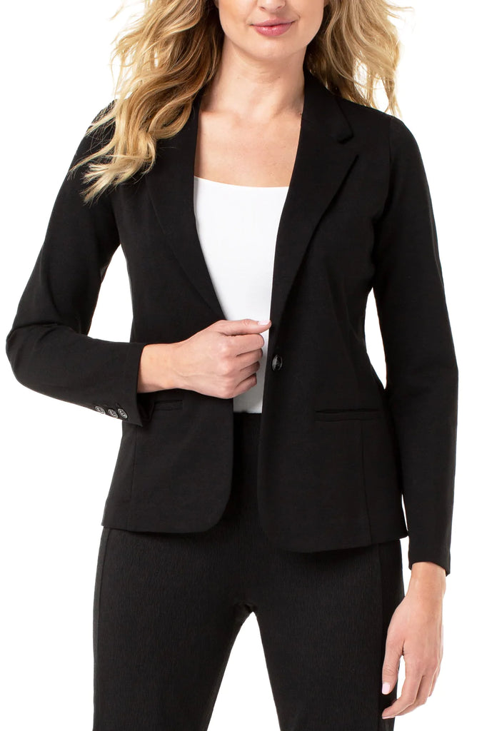 Fitted black knit blazer by Liverpool 